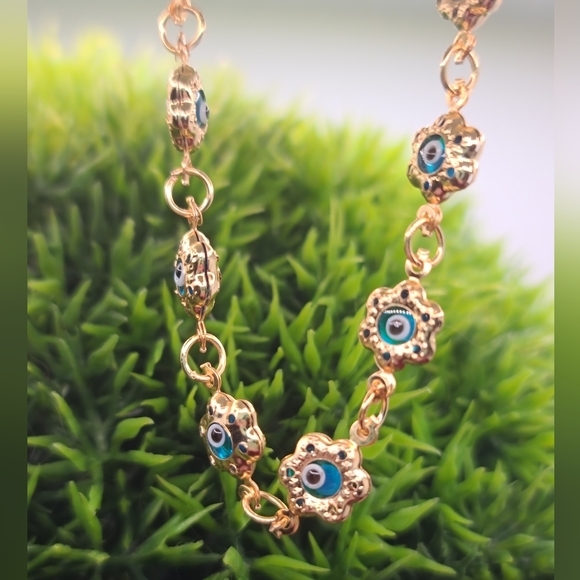 Flower Amulet Evil Eye Protection Blessings Nazar Bracelet Anklet - Picture 2 of 4
